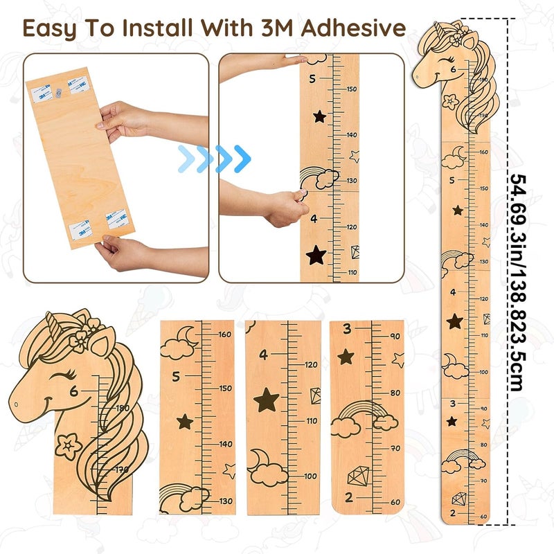 Beinou Growth Chart for Wall Wood Height Chart for Kids Height Measurement for Wall Boy Girls Height Wall Chart Growth Measuring Ruler Room Wall Decor - Image 5